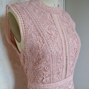 bcbg scrolling lace gown